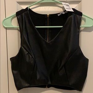 Fake leather crop top